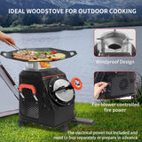 Wood Burning Camp Stove, Outdoor Portable Wood Burning Camp Stove, Large Stainless Steel Camping Stove for Outside Cooking Survival Campfire Patio Backyard Gathering 16"L x 13"W x 17"H3 image 2