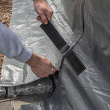 Universal winter tarpaulin, suitable for tall sunshades, used for storing barbecue grills and outdoor furniture, with fireproof and weather-resistant properties, measuring 10 feet by 12 feet, and in gray color. image 2