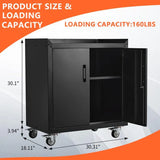 Garage Storage Cabinet with Wheels, 2 Door Tool Cabinet with Adjustable Shelves, Metal Lockable Tool Cabinet, Rolling Tool Chest for Home, 34 H x 30.3 L x 18 W, Assembly Required image 4