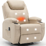 Recliner Chair, Rocking Chair with Massage and Heat, 360° Swivel Recliner Chairs for Adults, Rocker Manual Recliner with Remote Control and Cup Holder for Living Room, Bedroom, Nursery image 2
