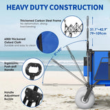 Beach Wagon with Big Wheels for Sand - 450lbs Load Heavy Duty Wagons Carts Foldable with 9" All Terrain Inflatable Tires, Collapsible Beach Cart for Grocery Shopping Garden Sports Camping Outdoor image 4