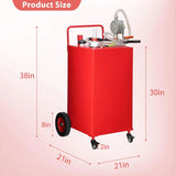 30 Gallon Fuel Caddy, Fuel Tank with Manual Transfer Pump for Gasoline & Diesel, Durable 4-Wheel Design, Mobile Fuel Storage for Cars, Trucks, Boats, Lawn Mowers, Red image 3
