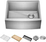 33-inch country-style workstation with built-in sink, dish drying rack, and stainless steel kitchen sink image 4