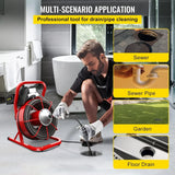Electric Drain Cleaner Machine by [Brand], 75 Ft x 3/8 Inch, Fits 1-4 Inch Pipes, Portable with 4 Cutters, Powerful Plumbing Tool for Clogs image 3