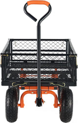 Garden Dump Cart, Heavy Duty Garden Wagon Yard Dump Wagon with Removable Sides, Convert to Flatbed, Utility Liner, 10in All Terrain Wheels