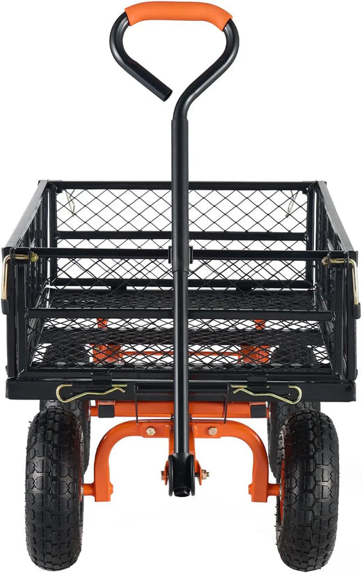 Garden Dump Cart, Heavy Duty Garden Wagon Yard Dump Wagon with Removable Sides, Convert to Flatbed, Utility Liner, 10in All Terrain Wheels