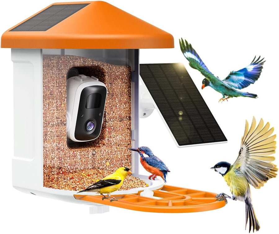 Bird Feeder with Camera with AI Identify Birds Species Solar Panel, Smart Bird House with Cam, 2K Live View, Instant Arrival Alerts
