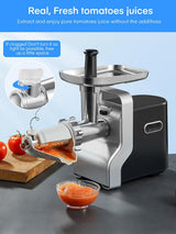 Meat Grinder Heavy Duty, 3000W Max Ultra Powerful, 5 in 1 HOUSNAT Multifunction Electric Meat Grinder, Sausage Stuffer, Slicer/Shredder/Grater, Kubbe & Tomato Juicing Kits, Home Kitchen Use image 4