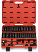 02448A 1/2" Drive Master Impact Socket Set, 65 Piece, Standard SAE (3/8"-1-1/4") & Metric (10-24 mm) Sizes, Deep & Shallow Kit, Includes Adapters & Ratchet Handle