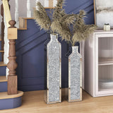 Floor vase crushing diamond reflective vase - Silver floor-style vase set (2-piece) - 24-inch and 30-inch large crystal goblet vases, suitable for living rooms, dining rooms, bedrooms, home corners, corridors, indoor offices and floors. image 2