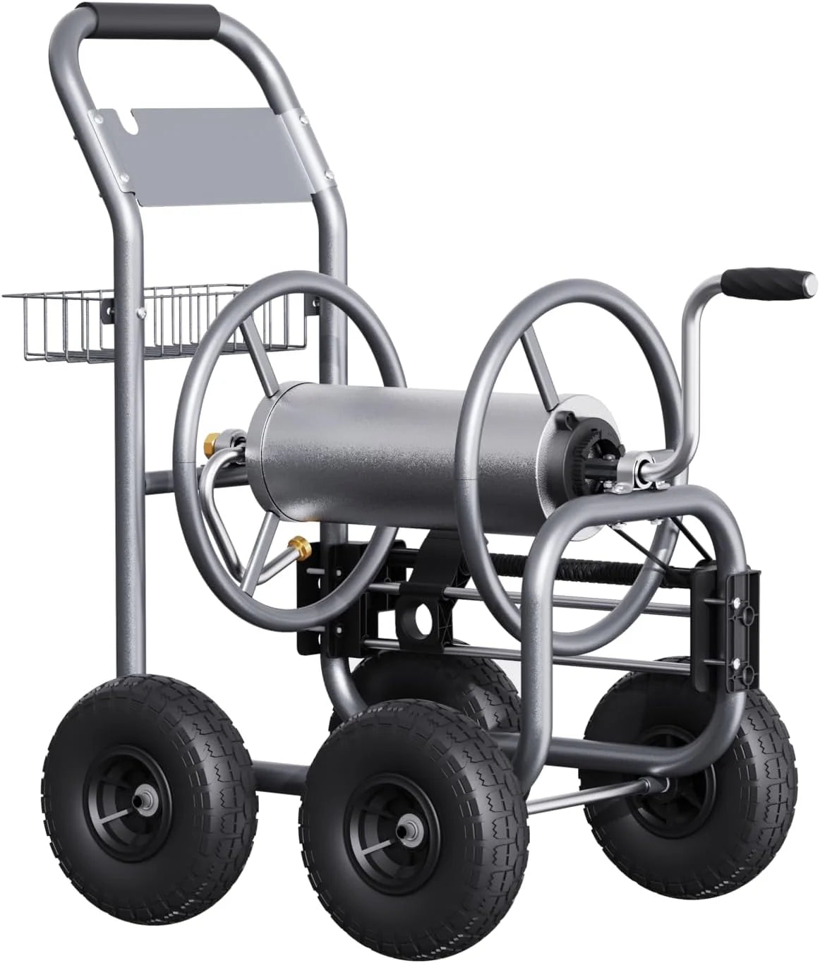Tool pipe trailer, heavy-duty wheeled hose vehicle, suitable for outdoor industrial hose reels, length 250 feet, inner diameter 5/8 inches, hose guide device pre-installed.