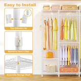 Super large clothes rack, heavy-duty clothes storage rack, standalone portable wardrobe, clothes rack for hanging clothes, 89.8 inches wide x 15.8 inches deep x 76.4 inches high, maximum load capacity of 1400 pounds, white image 3