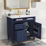 36" Bathroom Vanity with Single Sink Combo, Modern Undermount Bathroom Sink Cabinet with 2 Drawers and a Tip-Out Drawer, Freestanding Bathroom Vanities, Soft Closing, Solid Wood Frame image 3