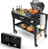 Foldable barbecue table cart, black stone portable frying pan, Weber, Onni pizza oven - Portable outdoor barbecue preparation table, equipped with a bag, very suitable for camping and tailgate events.