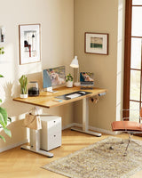 Height Adjustable Electric Standing Desk, 40 x 24 Inches Sit Stand up Desk, Small Memory Computer Home Office Desk with Two-Piece Desktop (Light Vintage Brown) image 3