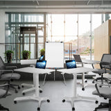 Portable laptop desk cart (3 feet 8 inches) - Mobile rolling desk - Computer projector cart - Adjustable height foldable mobile folding table - White mobile frame with brake wheels image 2