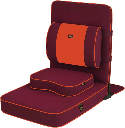 Ground chair, with backrest support | Adult yoga chair | Portable folding chair | Yoga chair with cushion and meditation pad | Black | 24x22 inches