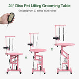 Electric Hydraulic Lift Pet Dog Grooming Table, 24Inch 360° Rotating Grooming Desktop for Small Dogs, with Overhead Arm, Wireless Remote, Tool Organizer, Black image 2