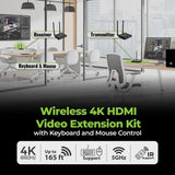 Wireless 4K HDMI Video Extender Transmitter and Receiver Kit (with keyboard and mouse control) - Wireless channel pairing - 4K 60Hz, maximum transmission distance up to 165 feet, equipped with HDMI local output interface image 2