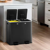 CAPHAUS Dual Trash Can with Double Lid, Trash and Recycle Bins Combo, Hands-free Stainless-Steel Garbage Can for Kitchen, with 2 Compartment, Hinged Lid, Odor Filters, Handles, 25L 25L, 2 x 6.6 Gallon image 3
