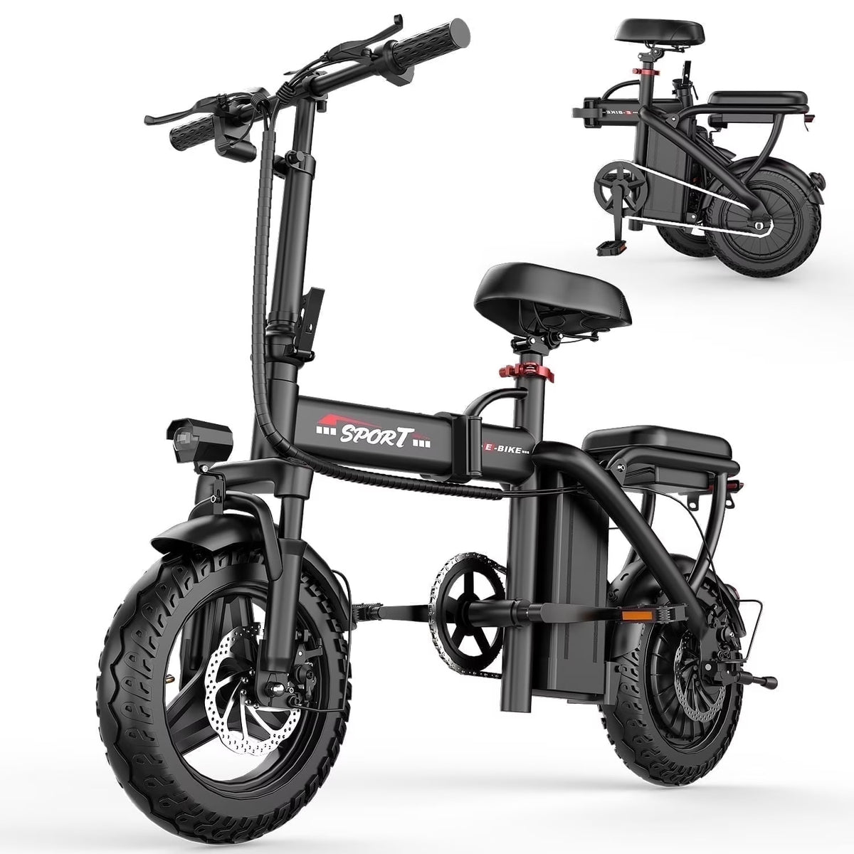 14 in Electric Bike with Dual Front Suspension 500W Folding Ebike, Up to 25Miles 20MPH, 48V Removable Lithium-Battery, 14 in Foldable Commuting...