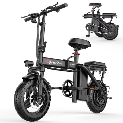14 in Electric Bike with Dual Front Suspension 500W Folding Ebike, Up to 25Miles 20MPH, 48V Removable Lithium-Battery, 14 in Foldable Commuting...