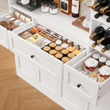 72" Tall Kitchen Pantry with Wine Rack, Pantry Cabinet with Microwave Stand, Large Hutch with Ample Storage, Hutch Cabinet for Kitchen, Dining, Living Room, White image 3
