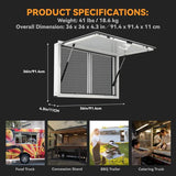 Concession Window 36W x 36H Aluminum Alloy Food Truck Service Window with Sliding Screens & Awning Door, Hydraulic Lift, Locking Mechanism, Versatile for Catering image 3