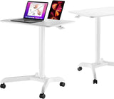 Portable laptop desk cart (3 feet 8 inches) - Mobile rolling desk - Computer projector cart - Adjustable height foldable mobile folding table - White mobile frame with brake wheels image 3
