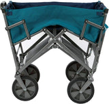 A foldable double-layer outdoor multi-functional truck, equipped with a long lower shelf, in blue-green color. image 3