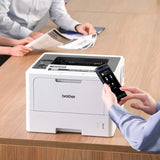 Business single-color laser printer, equipped with dual paper trays, wireless network and gigabit Ethernet connection, double-sided printing, large-capacity paper storage and mobile printing function, white model image 2