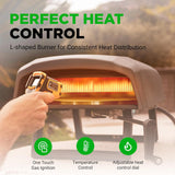 Outdoor pizza oven, equipped with 360-degree rotating pizza stone | Adjustable temperature control | Includes pizza shovel, pizza knife, stone, lid and hose | Can bake a 12-inch pizza in 60 seconds | 32.9 x 16.1 x 12.4 inches image 2