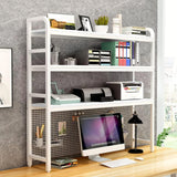 Desktop Bookshelf Adjustable Desk Bookshelf Organizer Rack - Countertop Hutch Bookshelf, 3-Tier Bookshelf Desk Shelf, All Metal Desktop Bookcase for Computer Desk, for Home, Dorm, Office Supplies (Co image 3