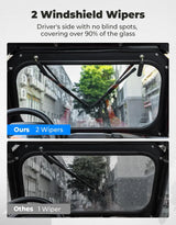 The glass windshield is equipped with 2 manual windshield wipers. It is scratch-resistant and wear-resistant. It is compatible with the 2019 - 2023 models of Arctic Cat RZR XP 1000 / RZR XP super sports vehicles. The front windshield has a ventilatio image 2