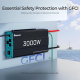 3000W Pure Sine Wave Inverter 12V DC to 120V AC Converter for Home, RV, Truck, Off-Grid Solar Power Inverter 12V to 110V with Built-in 5V/2.1A USB Port, AC Hardwire Port, Remote Controller image 4