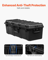 Waterproof sturdy case, large-capacity waterproof sturdy case, equipped with 3 handles, IP67 level waterproof protection case, with 6 clips, 6 lock holes and foam padding for large equipment, black version image 3