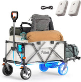 Utility truck, with a capacity of 200 liters and a load capacity of 300 pounds, featuring a foldable heavy-duty design, equipped with all-terrain wheels, featuring variable speed drive and battery power functions, suitable for camping, beaches, garde image 2