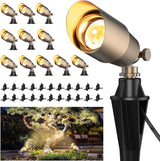 Solid Brass Outdoor Uplights & Accent Light Fixtures, Heavy Duty 12V Low Voltage LED Landscape Lighting Bronze, Wired Spotlights for Garden,Lawn,Patio and Yard Without LED Bulb (12 Pack) image 2