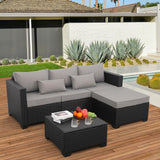 3 Pieces Patio Furniture Set with Ottoman and Outdoor Storage Table image 3