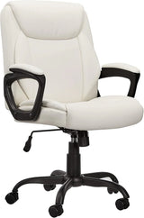 Classic PU surface, back-adjustable height office computer desk and chair, with armrests, size: 26 inches wide x 23.75 inches long x 42 inches high, black version image 2