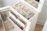 Hives and Honey Cabby Standing Jewelry Armoire – Fully Locking Wood Jewelry Storage with Mirror, 7 Drawers, Necklace Hooks, and Anti-Tarnish Lining — Turquoise image 4