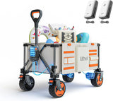 Utility truck, with a capacity of 200 liters and a load capacity of 300 pounds, featuring a foldable heavy-duty design, equipped with all-terrain wheels, featuring variable speed drive and battery power functions, suitable for camping, beaches, garde image 4
