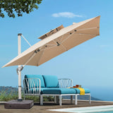 A 10-foot by 10-foot square cantilevered sunshade, equipped with a cross base and canopy, is included - a large heavy-duty outdoor sunshade, 360° rotating offset type, suitable for use in courtyards, backyard of swimming pools, terraces or gardens, i image 4