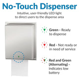 Automatic roll towel dispenser, semi-integrated design, matte stainless steel material, adjustable sensor, LED light guide, no contact operation, AC adapter/battery power supply, universal roll towel compatibility image 3