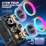 Peak Party Large Bluetooth Speaker - Maximum Volume Amplifier / 12 Custom Low-End Units / Up to 125 Decibels for 6.5-inch x 2 Low-End Speakers / Deepest Bass Effect, Large Portable Wireless Speaker, IPX5 Water Resistance Rating / Microphone Jack / RJ image 3