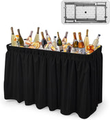 4 feet black ice crystal table, portable rear panel camping fishing cleaning table, plastic material with matching skirt, suitable for parties, barbecues, camping and picnics as an ice chest