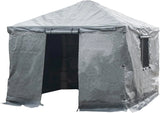 Universal winter tarpaulin, suitable for tall sunshades, used for storing barbecue grills and outdoor furniture, with fireproof and weather-resistant properties, measuring 10 feet by 12 feet, and in gray color.