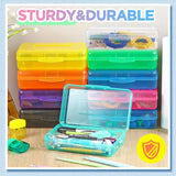 100-piece set. Large-capacity transparent pencil case. Large-capacity hard plastic crayon case. Large-capacity classroom storage box. Suitable for both boys and girls (in various colors) image 4