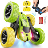 Children's version remote control car (suitable for children over 6 years old), RC car stunt toy, four-wheel drive, double-sided design, 360° rotating remote control, with headlights, is a birthday or Christmas gift for boys aged 6, 7, 8, 9, 10, 11, image 4