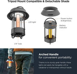 Desk Lamp (Dark Gray) - A beautiful portable outdoor lamp, featuring 4 different lighting heads, equipped with a 6700 mAh rechargeable battery, with a brightness of up to 660 lumens, and featuring waterproof functionality. Suitable for Halloween deco image 2
